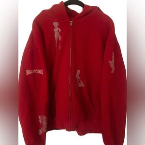 UNREALISTIC IDEALS ORIGINAL ZIP HOODIE RED